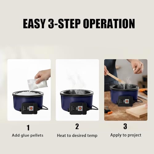 Image of Electric Glue Pot for Crafts with 1lb Pellets, 225-400F Adjustable Temperature, 160ml Hot Pot, 5-1 /4 inch Diameter, 1 inch Depth - Fits Sticks and Glue Pellets - Great for Crafts, DIY Projects Pellets