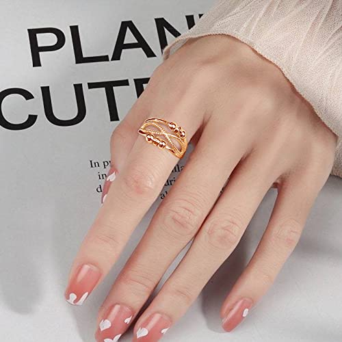 Cangall Silber Anxiety Rings, 2PCS 925 Sterling Silber Damen Angst Rings Set, Offen Einstellbar Anti-Angst Ring Rose Gold, Unendlichkeit Stressring Dekompressionsringe, Zappelring Spinner Fidget Ring