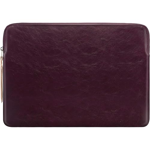 Image of CONTACTS Slim Protective Laptop Sleeve 13-13.3 Inch Compatible with 13 Inch MacBook Pro & MacBook Air, Faux Leather Bag Water-Resistant Cover Notebook Computer Case for Mac - Brown