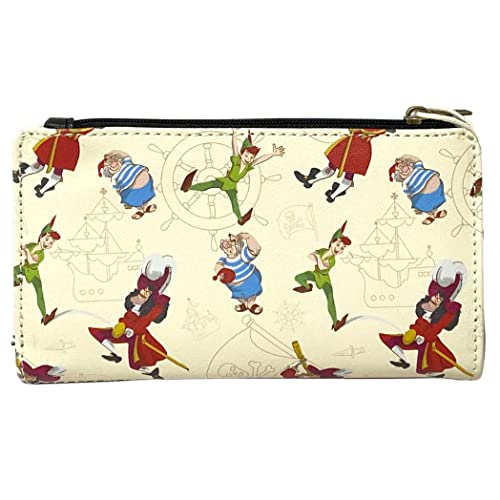 Loungefly Captain Hook Pirate Skull Peter Pan All-Over-Print Faux Leather Flap Wallet with Snap Closure2