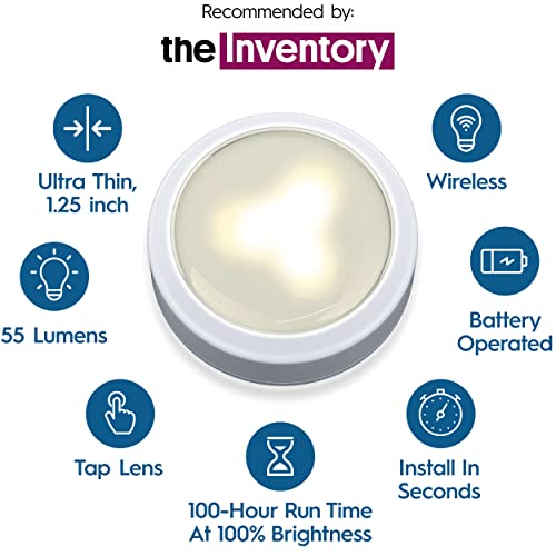 Brilliant Evolution Led Puck Light | Wireless Led Under Cabinet Lighting | Under Counter Lights For Kitchen | Battery Operated Light For Sink, Bathroom, Pantry, Closet, Bookshelf, Bedroom #TOP2