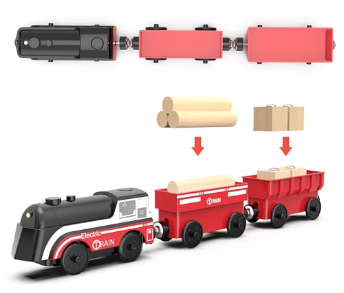 battery operated train for wooden track motorized train for toddlers 3 years old 3pcs trains toy set electric trains compatible with thomas brio chuggington melissa and doug