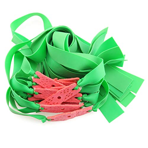 E-outstanding 12-Pack Slingshot Hunting Powerful Flat Rubber Band 0.6 mm High Elasticity Outdoor Catapult Latex Flat Elastic Resilient for Shooting, Green