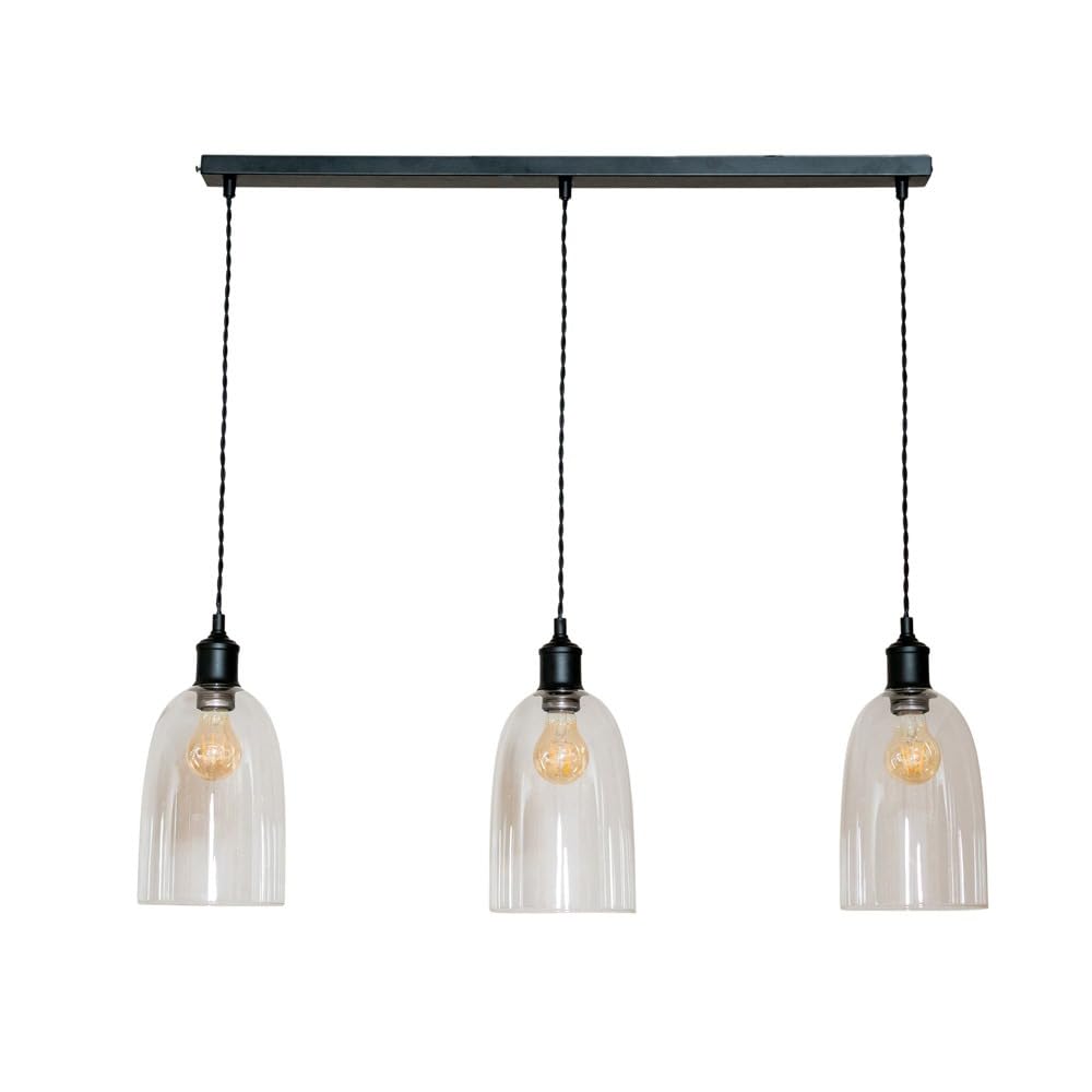 Valuelights Kira Matte Black Glass 3 Drop Bar Ceiling Pendant Light