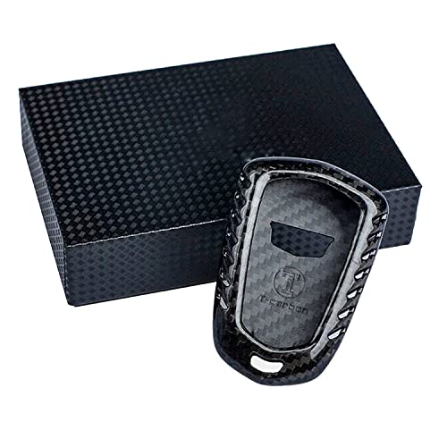 M.jvisun Genuine Carbon Fiber Key Fob Cover For Cadillac Ats Ats-L Ats-V Ct6 Cts Cts-V Escalade Srx Xt4 Xt5 Xts Smart Car Remote Key Fob Case For Men Women - For Shield Logo Back - Black #TOP3