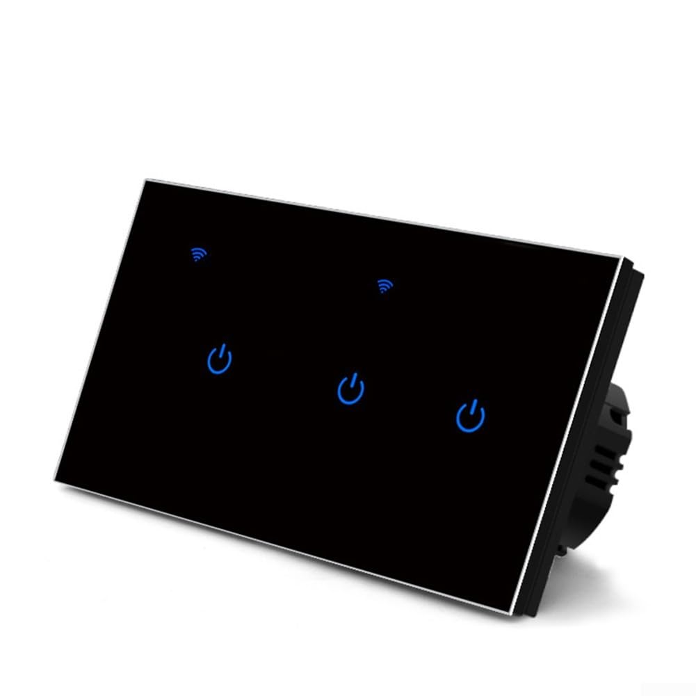 For TUYA APP Control Smart Switch Panel, WiFi 2 Way Touch Switch With Voice Control, 220V 10A Fit For Office Home Smart Device(3 Gang 2Way)