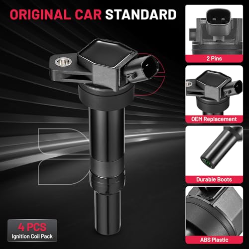 Image of BDFHYK Ignition Coil UF651 Compatible with Compatible with Kia Soul 2012 2013 2014 2015 Hyundai Elantra Coupe GT 2016-2018 Hyundai Tucson Kia Forte Kia Coil Pack Coil for Hyundai 1.8L 2.0L Set of 4