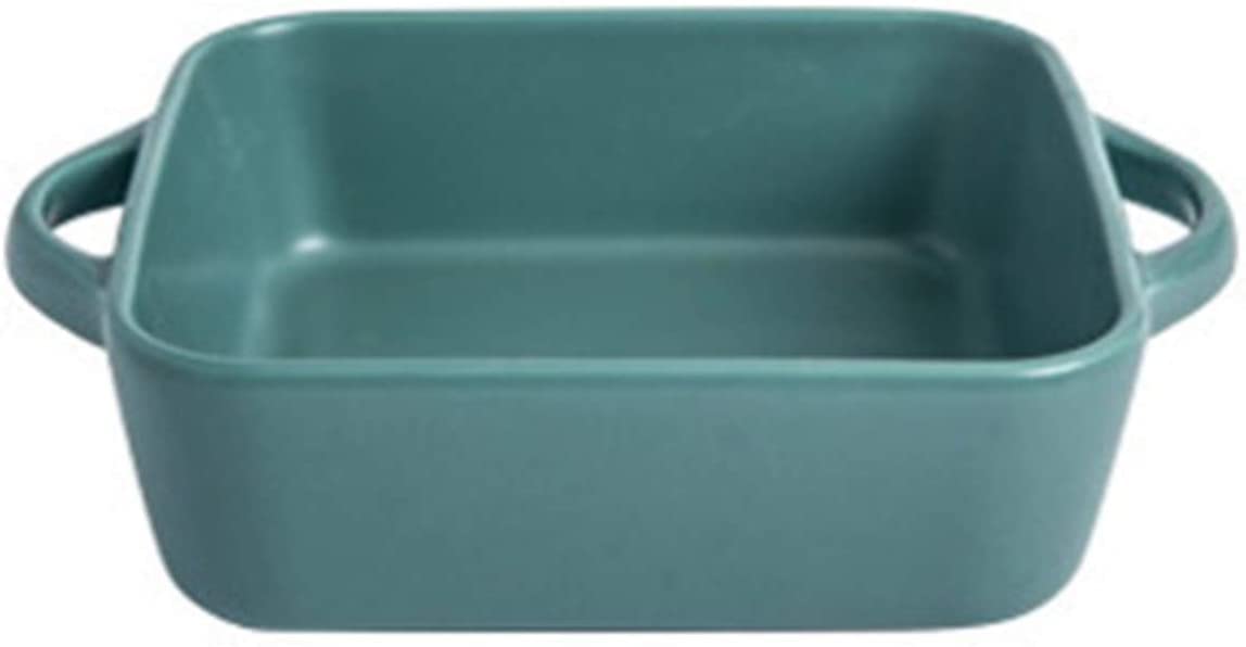 YXSH Bandeja Rectangular Cerámica de gres Fuente para Horno,Ideal para Lasaña Pastel Cazuela Tapas -Dark Green