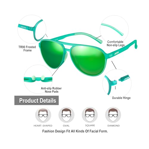 Image of Jefoo Polarized Aviator Sunglasses for Women Men Retro Trendy Sports Sunglasses for Outdoor UV400 Protection