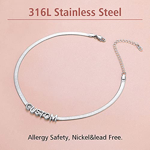 FindChic-Stunning-Choker-Herringbone-Chains-for-Women-Stainless-Steel-18K-GoldRose-Gold-Plated-Snake-Chain-Necklaces-3MM5MM-Width-125inch-15inch-Adjustable-with-Jewelry-Box