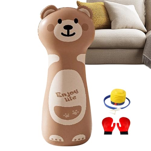 Saco de boxeo hinchable para niños, juego de boxeo para niños de 120 cm con guantes y bomba | Saco de boxeo infantil con impresión de dibujos animados, para entrenamiento y deportes en interiores y
