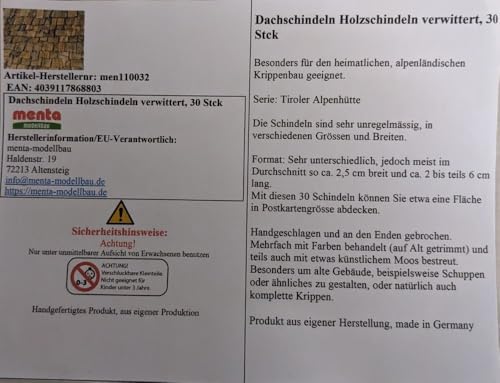 menta-modellbau Holzschindeln, verwittert, 30 Stck