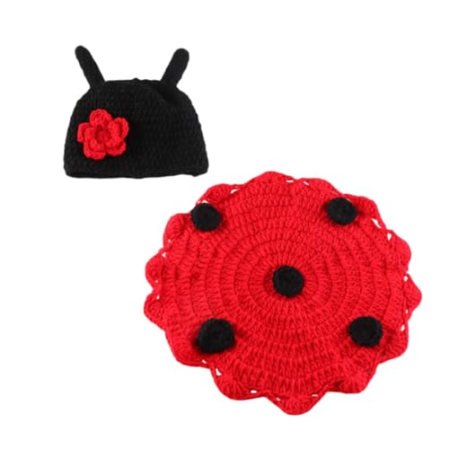Gorro de crochet elástico de mariquita para regalo de baby shower y sesiones de fotos UPKOCH