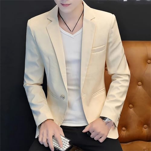 Men's Casual Coat Fashion Single Button Light Simple Suit Handsome Outerwear 5