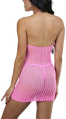 Image of ToBeInStyle Women's Stretch See Through Fishnet Novelty Mini Rave Party Dress