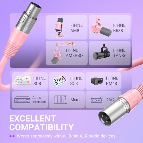 Image of FIFINE XLR Microphone Cable, Male to Female 5.9ft Short XLR Microphone Cord for Studio Recording, Compatible with AM8P,K688P for Podcast Streaming-L9CP