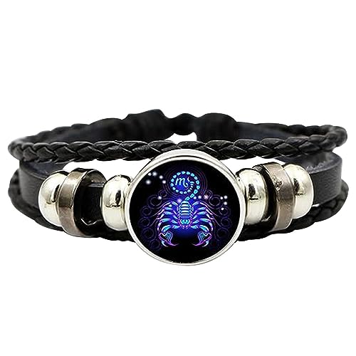 Sirseon Pulsera Espiritual de los Signos del Zodíaco | Pulsera Constelación de Cuerda – Pulsera Tejida a Mano con Signo del Zodíaco Regalo para Adultos