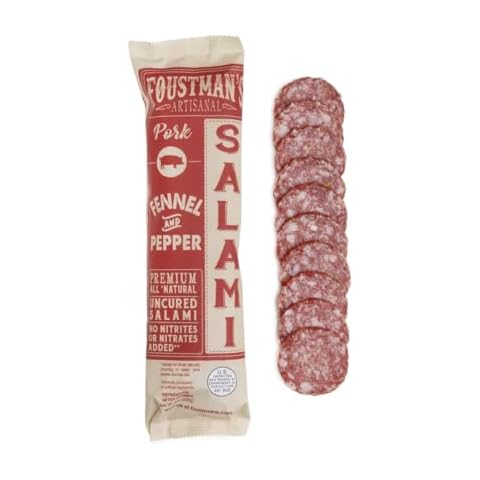 Foustman's Salami Fennel and Pepper Pork Artisanal, Nitrate-Free, Naturally Cured, Gluten-Free, Dairy-Free, 8 Oz Sticks Cover