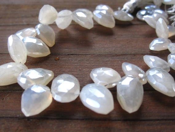 Briolettes de calcédoine perle LKBEADS, pierres facettées haut de gamme pour bijoux fins