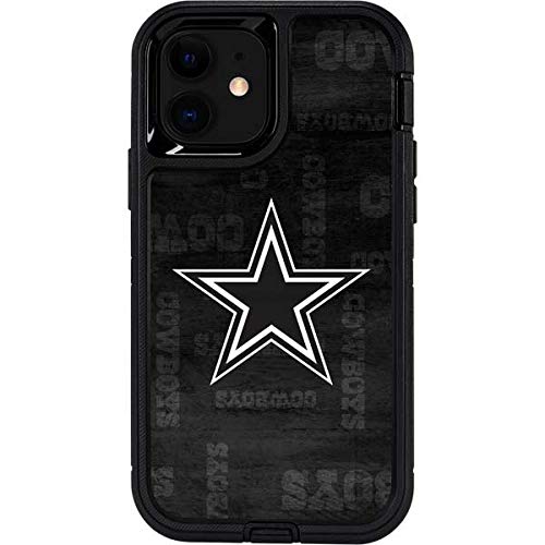 Skinit Decal Phone Skin Compatible with OtterBox Defender Pro Case for iPhone 12 - Officially Licensed NFL Dallas Cowboys Black & White Design