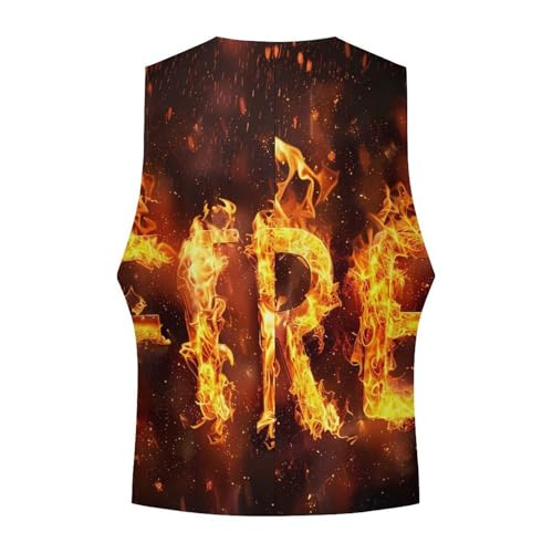 Funny Fire Men's Suit Vest Waistcoat Vests Formal Dress with 2 Pockets for Business Casual Tuxedo4
