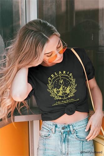 Acotar Velaris Shirt Women City of Starlight Shirt Vintage Stars Graphic Tee Funny Letter Printed Short Sleeve Tops4