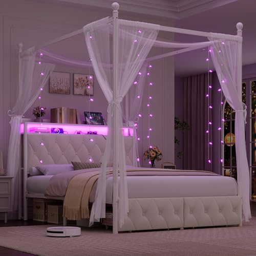 HIFIT LED Canopy Bed Frame