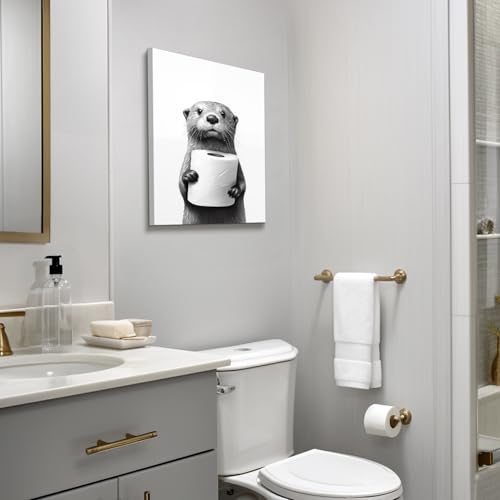Dazzlewall Framed Funny Bathroom Wall Art Poster Cute Otter Holding Toilet Paper, Black and White Animal Picture for Bathroom Toilet Decor 12x16 in - Cosy Home Interiors Dazzlewall Framed Funny Bathroom Wall Art Poster Cute Otter Holding Toilet Paper, Black and White Animal Picture for Bathroom Toilet Decor 12x16 in - Image 4