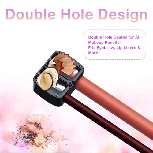 Image of Makeup Pencil Sharpener, 4 Pack Dual Hole Cosmetic Pencil Sharpener for Lip Liner Eyeliner and Brow Pencils, Cosmetic Manual Tools for Women and Makeup Artists,Stainless Steel Blades and Plastic Cover