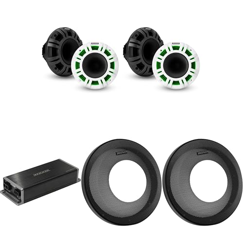 KICKER Marine KPX300.4 Amplificador y Parlantes LED 6.5"