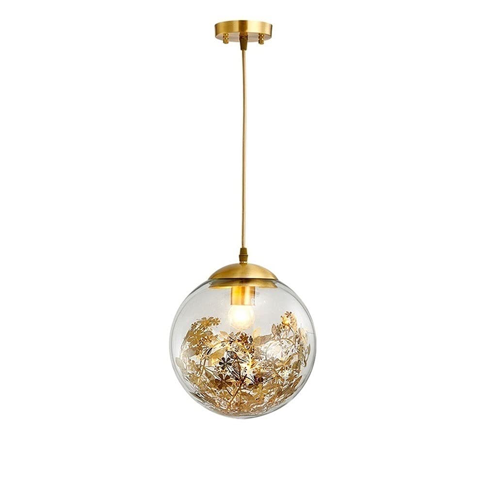 Lampe suspendue en verre globe et laiton moderne pour déco de chambre