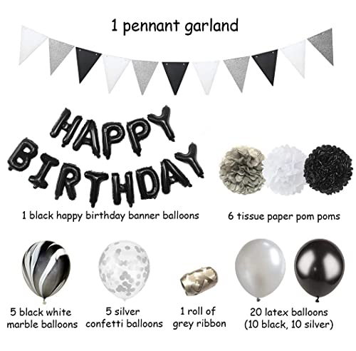 Decorazioni di Compleanno in Argento Nero Uomo