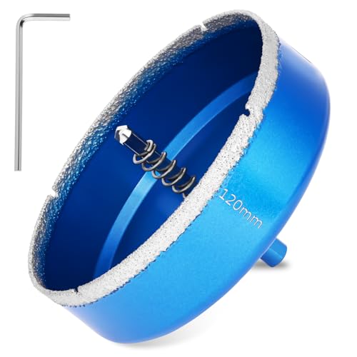 Flintronic Broca Diamante, 120mm Broca Diamante Porcelanico, Sierra de Campana de Diaman-te Soldada Al Vacío con Guía de Centrado, para Azulejos, Porcelana, Vidrio, Mármol y Cerámica
