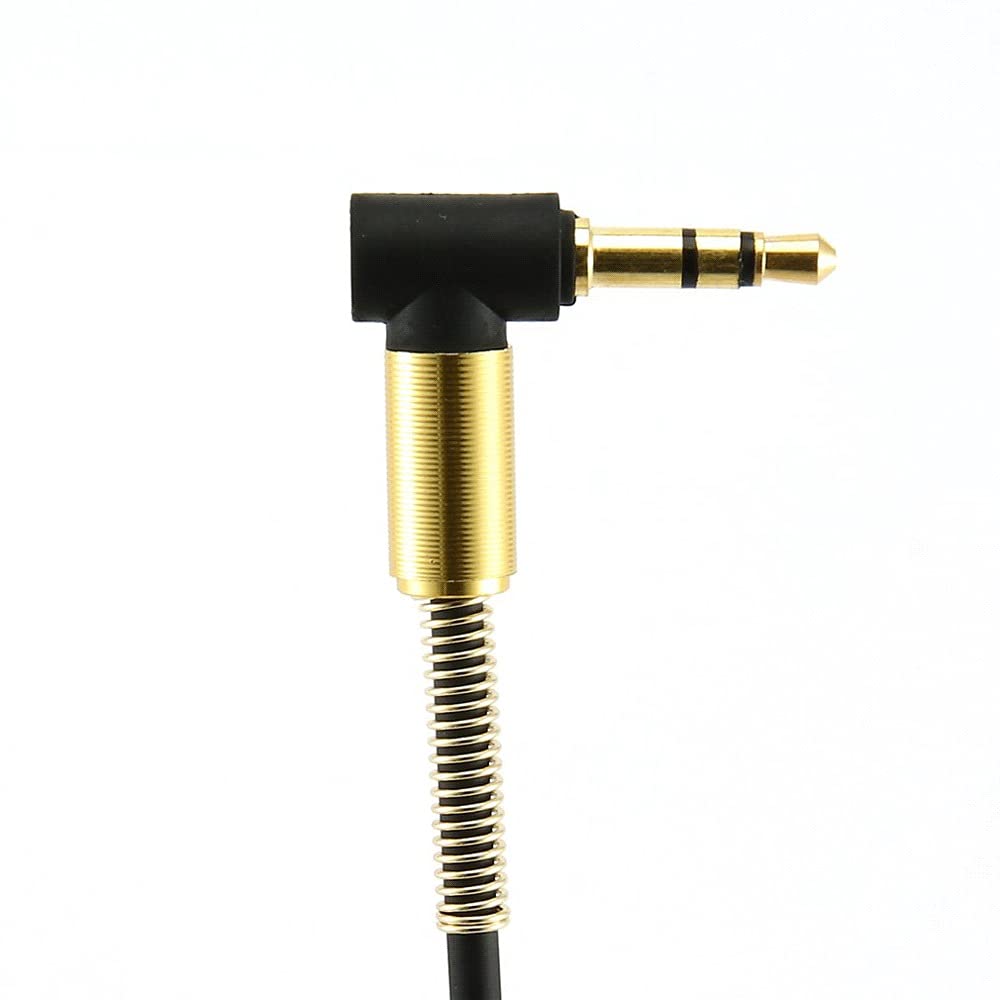 Câble audio mâle vers mâle avec prise jack stéréo 3,5 mm - Angle droit de 90 degrés - Câble à ressort
