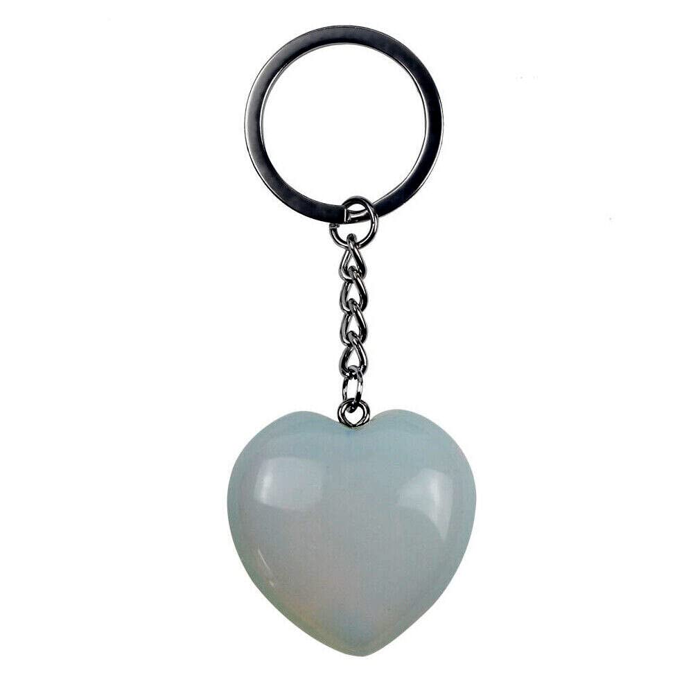 Opalite Opelite Crystal Heart Shaped Key Chain Key Ring For Chakra And Reiki Healing-image-47