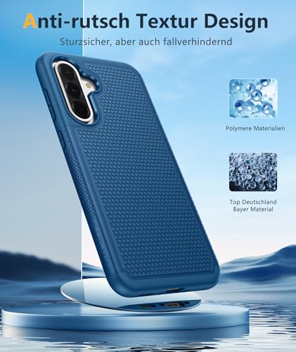 Image of FNTCASE for Galaxy A36-5G Phone Case - A56-5G Military Grade Drop Protection, 14ft Drop Tested, Screen Protector Included, Anti-Slip Matte Textured, TPU+PC Dual Layer Shockproof Cover (Blue)