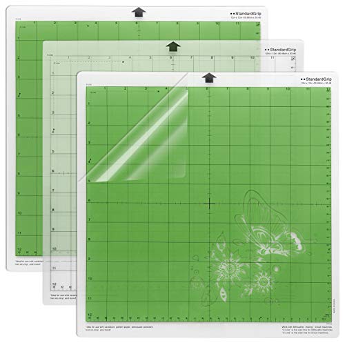 3 Pcs StandardGrip Cutting Mat for Cricut Maker, 12x12 Inch Gridded Adhesive Non-Slip Cut Mat for Crafts, Quilting, Sewing, Scrapbooking, Replacement Vinyl Cutting Mat for Craft