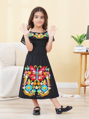 Image of Mexican Dress for Girls Traditional Vestidos Mexicanos Cinco de Mayo Embroidered Dresser Toddler Kids