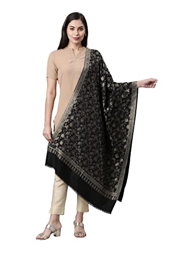 Image of Pashmoda Women Kaani Stole with Silky Zari Weave, Shawl, Wrap (Size 72X208 CM)