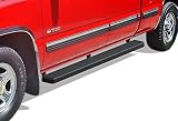 APS Running Boards (Side Steps Bars) Compatible with Chevy Silverado GMC Sierra 1500 2500 1999-2013 Double Cab & 2500HD 3500 2001-2014 (Exclude CK Classic) (Stainless Steel Black Powder Coated 5in)