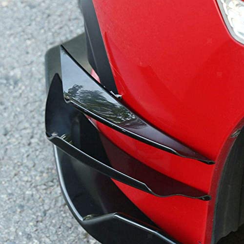 4Pcs/Set Diffuser Shark Fin Kit For Car Spoiler Wing, Auto Parts Car Carbon Fiber Texture Decoration Front Bumper Side Canards Splitter Fins Universal Black #TOP4
