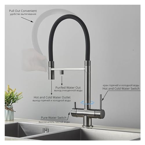 Filtre à eau et robinet de cuisine à double sortie mitigeur eau potable pure évier
