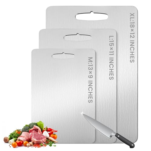 Titanium Cutting Board, 2025 New Upgrade 100% Pure Titanium Cutting Boards for Kitchen, Hygiene & Durability Non Stick Chopping Board, Double sided Cutting Board, Easy to Clean (15 * 11)