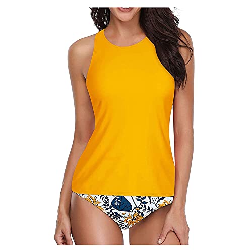 BFSAUHA Thong One Piece Swimsuits for Womenbikini Topstummy Control Swimsuits for Womenbody Glove Swimwear Womenswimsuit Sleeveless Round Neck Solid Print Split Two Piece Swimwear Bikini Set