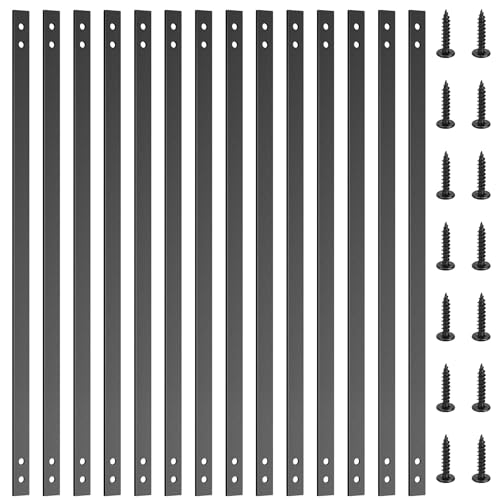 Akenow 51 Pack Deck Balusters for Deck Railing 36X1 Heavy Duty Cast Iron Stair Railing Flat Straight Baluster with Screws Compatible with Wood & Composite Deck for Porch Fence Patio