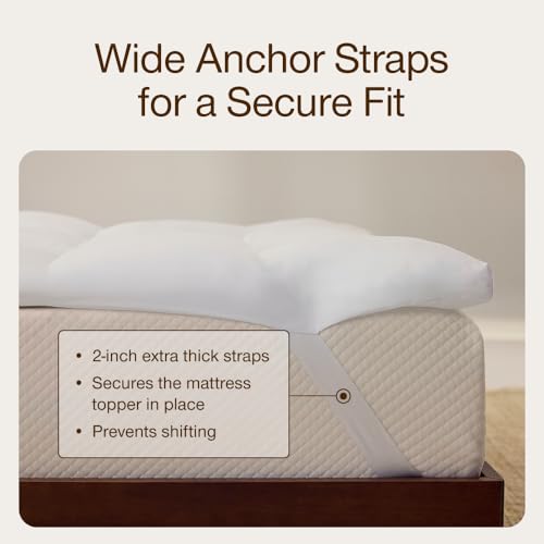 Image of Coop Home Goods Essence Down Alternative Mattress Topper King, Plush 2-Inch Gusset and Baffle Box Design for Even Support and Comfort, Premium Bed Topper for Pressure Relief, Oeko-TEX Certified