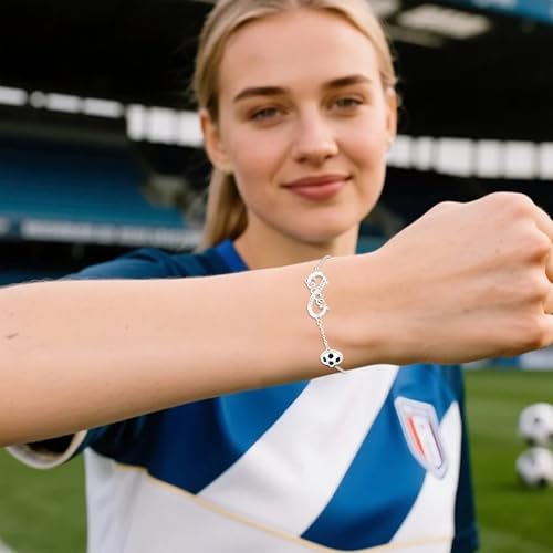 Image of Softball /Volleyball /Soccer /Basketball Bracelet for Girls Teen Women,14K Gold Plated Infinity Charm Link Bracelet Sports Accessories Jewelry Gifts for Lovers Players Team Coach