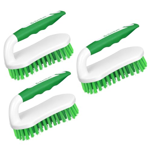 Image of SetSail Scrub Brush, Heavy-Duty Scrub Brushes for Cleaning with Stiff Bristles Cleaning Brush for Shower, Bathroom, Carpet, Kitchen and Bathtub Scrubber - 3 Pack, Green