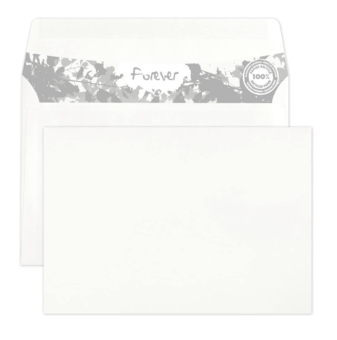 Clairefontaine 65946C - Box of 500 Forever Envelopes - 100% recycled - Size: C6-114x162mm - Self-Adhesive - 80g/m² - White Colour - Manufactured in France