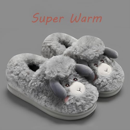 Cute Animal Slippers for Women Men Winter Warm Memory Foam Fuzzy Slippers Comfy Fluffy Slippers Non-slip Plush Slippers Cartoon Sheep Slippers Cotton Home Slippers Indoor Outdoor Shoes2